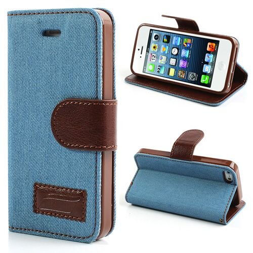spijkerstof wallet iphone 5 s se lichtblauw spijkerstof wallet iphone 5 s se lichtblauw
