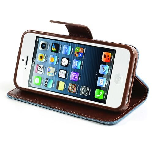 spijkerstof wallet iphone 5 s se lichtblauw spijkerstof wallet iphone 5 s se lichtblauw