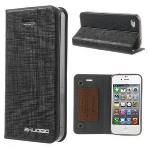 Zwart leren hoesje iPhone 4s 4 Bamboo Spinneweb structuur