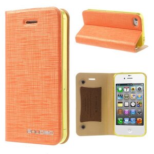 Oranje leren hoesje iPhone 4s 4 Bamboo Spinneweb structuur