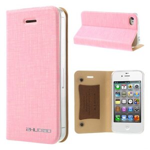Roze leren hoesje iPhone 4s 4 Bamboo Spinneweb structuur