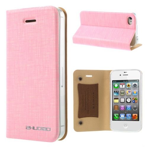 Roze leren hoesje iPhone 4s 4 Bamboo Spinneweb structuur