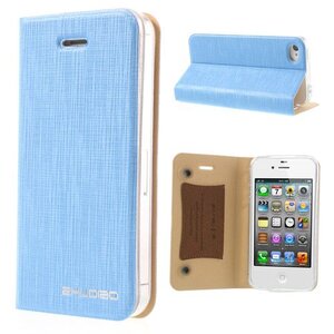 Blauw leren hoesje iPhone 4s 4 Bamboo Spinneweb structuur