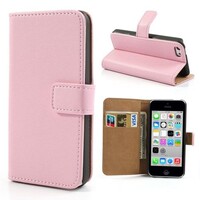 PU Leren Wallet iPhone 5c - Zalm Roze
