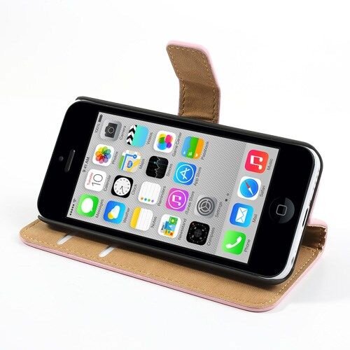 pu leren wallet iphone 5c zalm roze