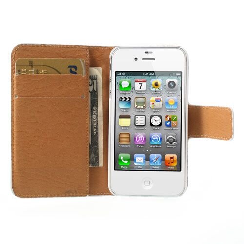 bloemen wallet leren hoesje voor iphone 4 4s groe