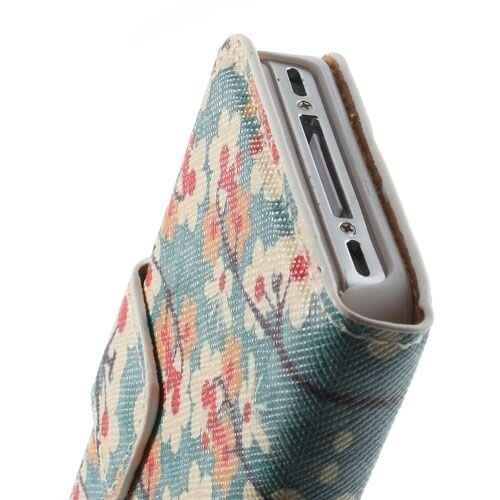 bloemen wallet leren hoesje voor iphone 4 4s groe