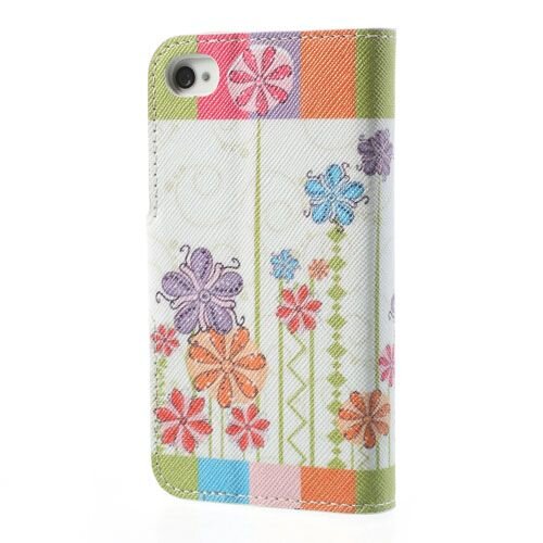 gekleurde strepen bloemen wallet leren hoesje voo