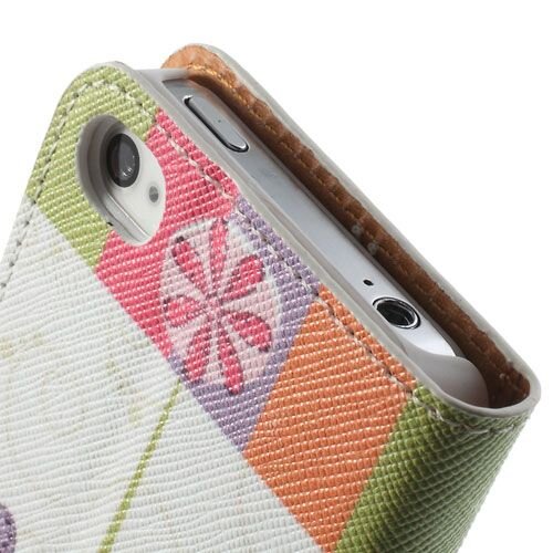 gekleurde strepen bloemen wallet leren hoesje voo