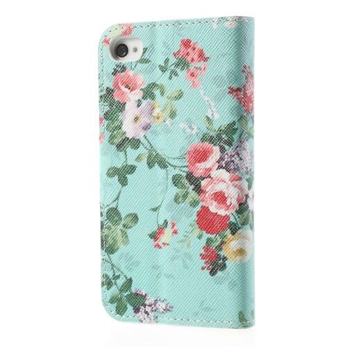 mooie bloemen wallet leren hoesje voor iphone 4 4
