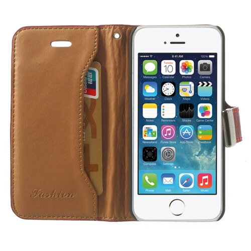 voor de iphone 5s 5 cross textuur echt leder kaar