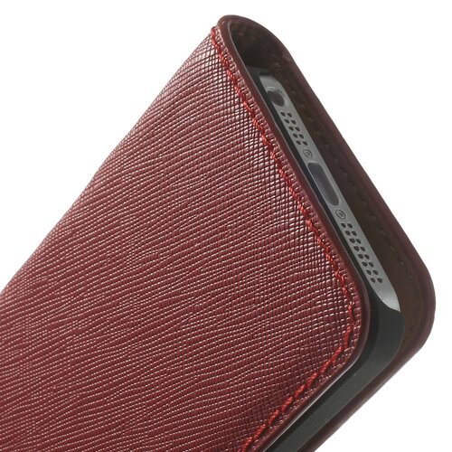 voor de iphone 5s 5 cross textuur echt leder kaar