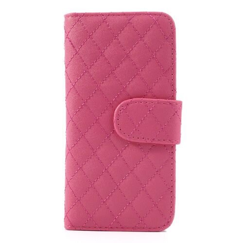 grid lederen hoesje voor iphone 5 s se donker roze