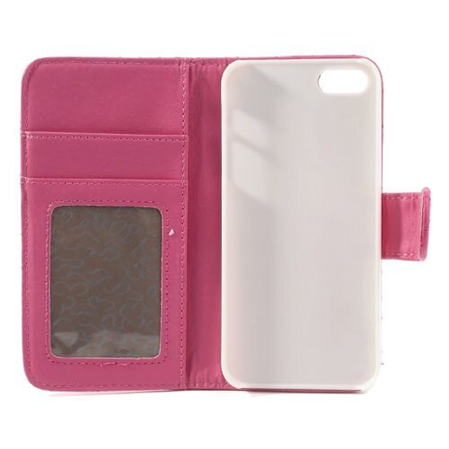 grid lederen hoesje voor iphone 5 s se donker roze