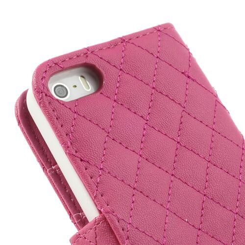 grid lederen hoesje voor iphone 5 s se donker roze