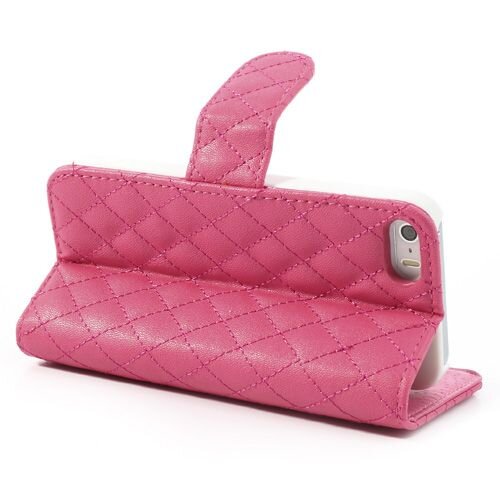 grid lederen hoesje voor iphone 5 s se donker roze