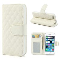 Grid PU Lederen Hoesje voor iPhone 5(s)/SE - Wit