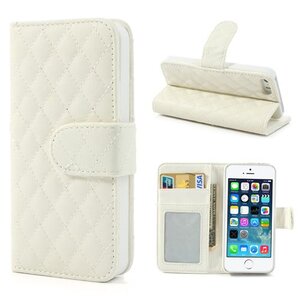 Grid PU Lederen Hoesje voor iPhone 5(s)/SE - Wit