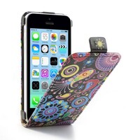 PU Leren Flipcase iPhone 5c - 60s Fleurig