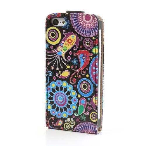 pu leren flipcase iphone 5c 60s fleurig pu leren flipcase iphone 5c 60s fleurig