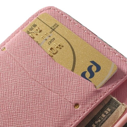 pu leren wallet iphone 5c cyaan bloemen