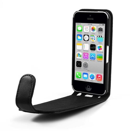 Doormoon zwart doormoon leren flip cover voor iphone 5c Doormoon zwart doormoon leren flip cover voor iphone 5c