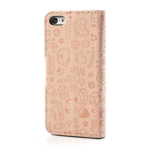 cartoon graffiti leer hoesje voor iphone 5c roze