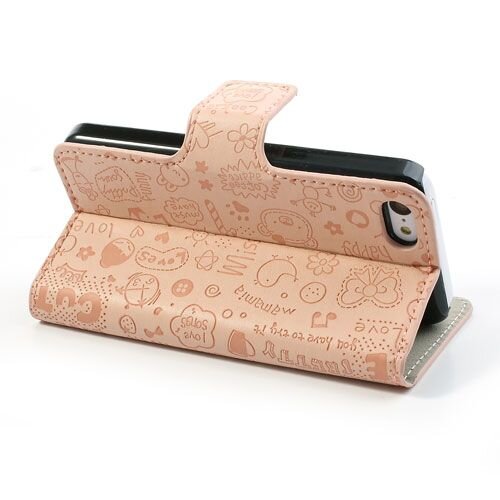 cartoon graffiti leer hoesje voor iphone 5c roze