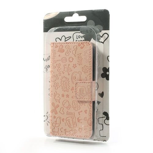 cartoon graffiti leer hoesje voor iphone 5c roze