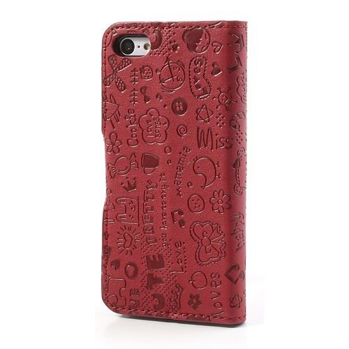 cartoon graffiti leer hoesje voor iphone 5 5s roo