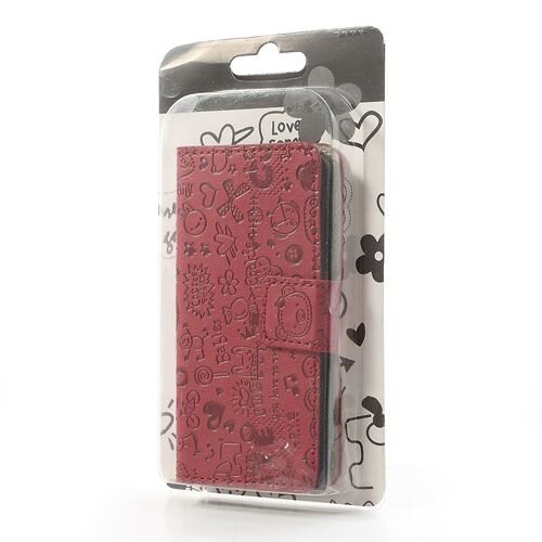 cartoon graffiti leer hoesje voor iphone 5 5s roo