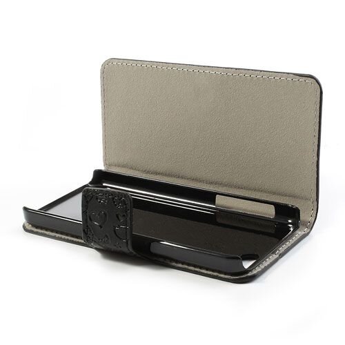 pu leren wallet iphone 5c cartoon graffiti zwart