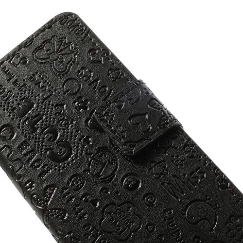 pu leren wallet iphone 5c cartoon graffiti zwart