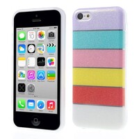 Kleurrijke Regenboog Glittery Powder TPU Gel Cover voor iPhone 5c - Paars