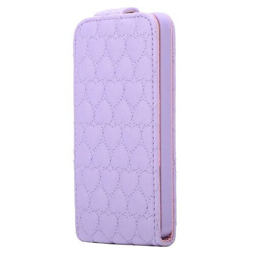 Icarer paarse hartjes gestikte lederen flipcase iphone 5