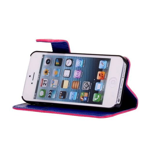 crazy horse stand lederen case iphone 5 5s roze