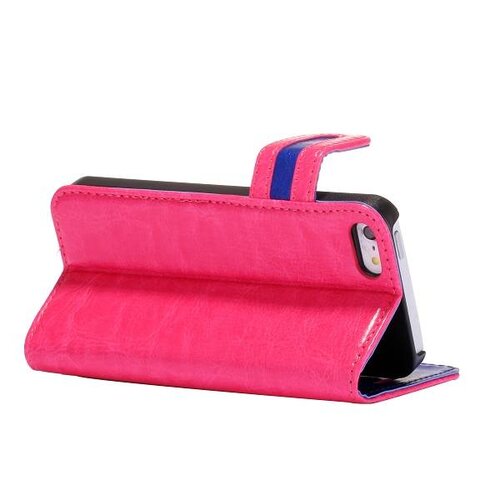 crazy horse stand lederen case iphone 5 5s roze