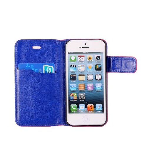 crazy horse stand lederen case iphone 5 5s roze