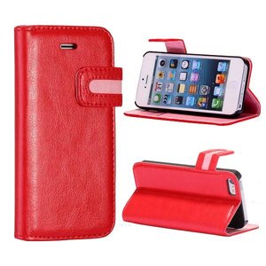 Crazy Horse Crazy Horse Stand Lederen Case iPhone 5 5S rood Crazy Horse Crazy Horse Stand Lederen Case iPhone 5 5S rood