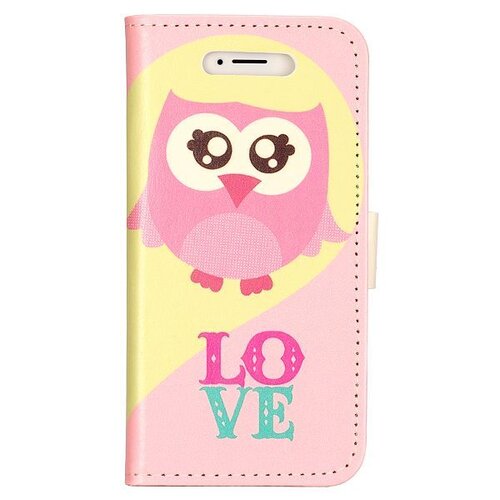 Uilenserie wallet style leren hoesje voor de iphone 5 5s roz Uilenserie wallet style leren hoesje voor de iphone 5 5s roz