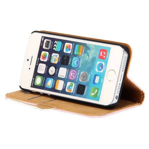 Uilenserie wallet style leren hoesje voor de iphone 5 5s roz Uilenserie wallet style leren hoesje voor de iphone 5 5s roz