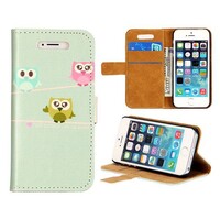 Wallet Style Leren hoesje voor de iPhone 5 5s (Leuke uilen)