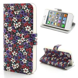 Mooie Bloemen Leren hoesjes met standaard voor iPhone 4 4S paars Mooie Bloemen Leren hoesjes met standaard voor iPhone 4 4S paars
