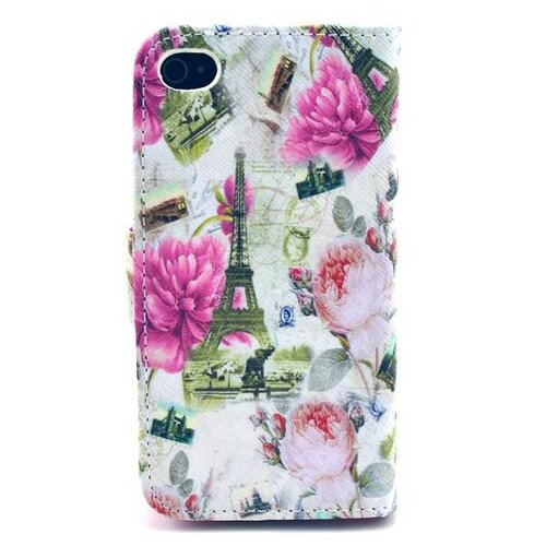 wallet flip stand tpu leren hoesje voor iphone 4