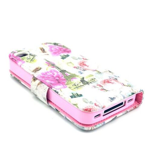 wallet flip stand tpu leren hoesje voor iphone 4