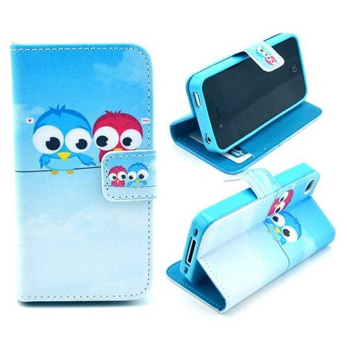 Uilenserie wallet flip stand tpu leren hoesje voor iphone 4 6726994
