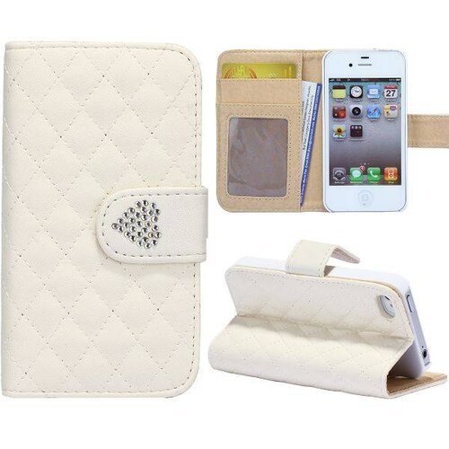 grids wallet bling hartje flip stand leren hoesje
