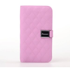Schapenvacht Wallet case Leren Hoesje voor de iPhone 4 4S roze