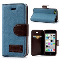 Jeans iPhone 5C Wallet/Stand Case blauw