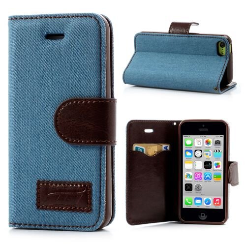 Jeans iPhone 5C Wallet/Stand Case blauw Jeans iPhone 5C Wallet/Stand Case blauw